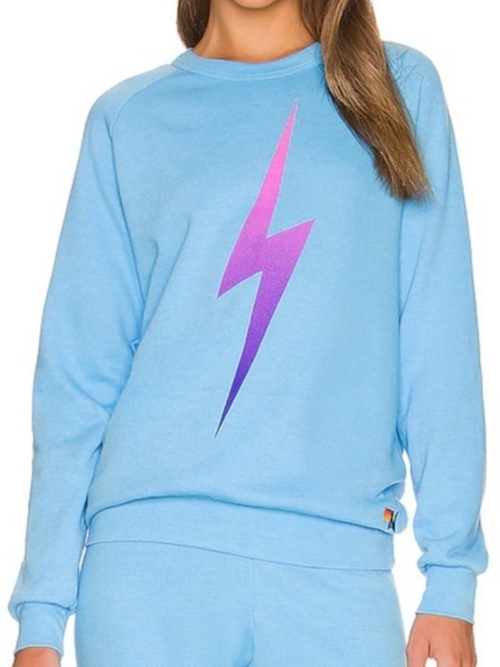 Aviator Nation - Women's Lightning Bolt Fade Crewneck sweatshirt. Small. Blue - Picture 2 of 16